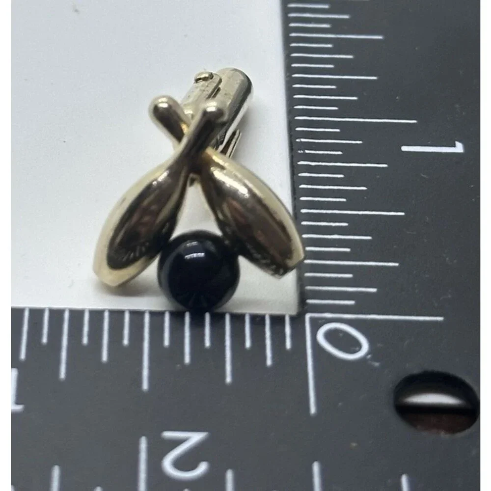 Vintage Bowling Cuff Links GOLD TONE Pins Black Ball 1960's Anson